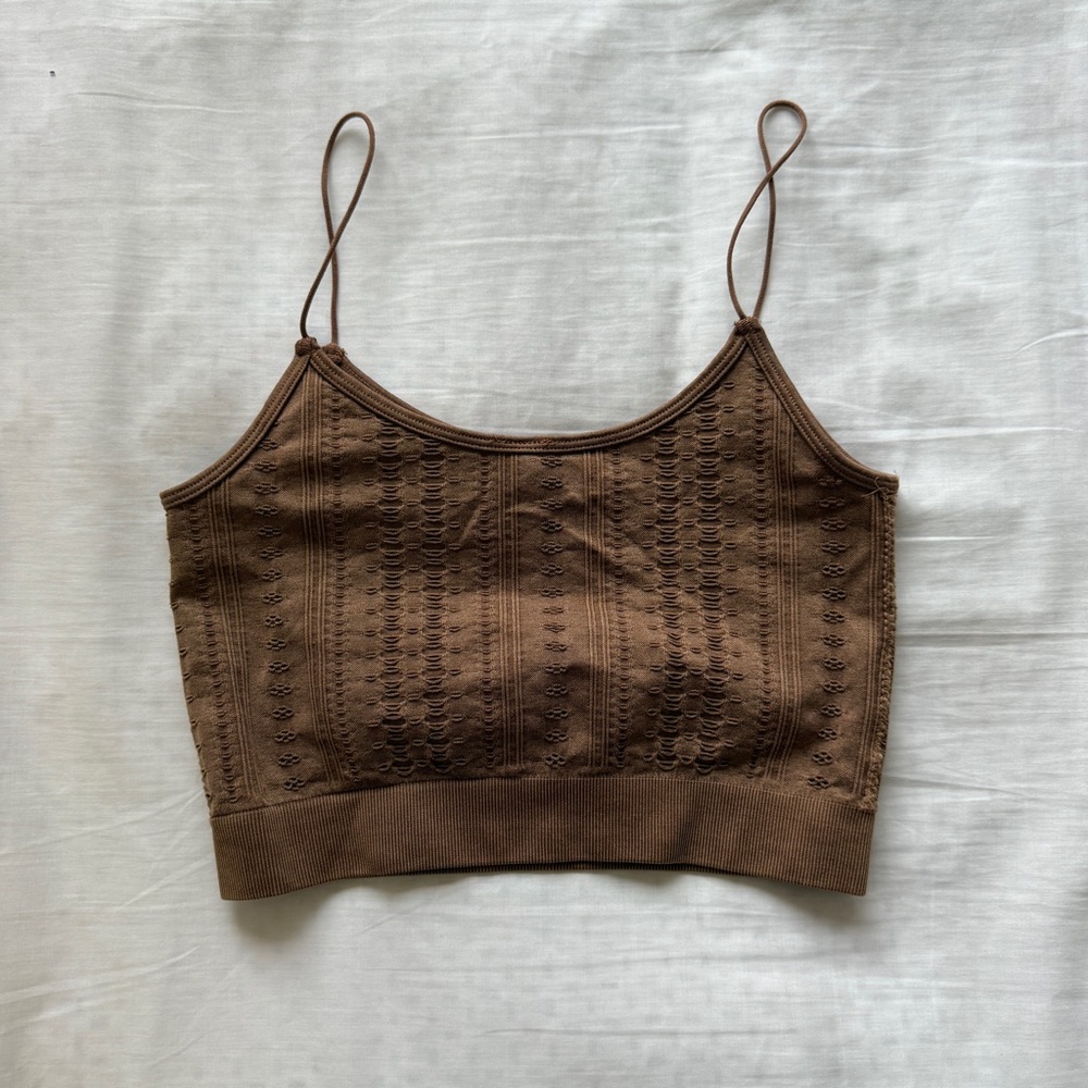 Brown Ribbed and Patterned Tank Tops - Picture 5 of 6